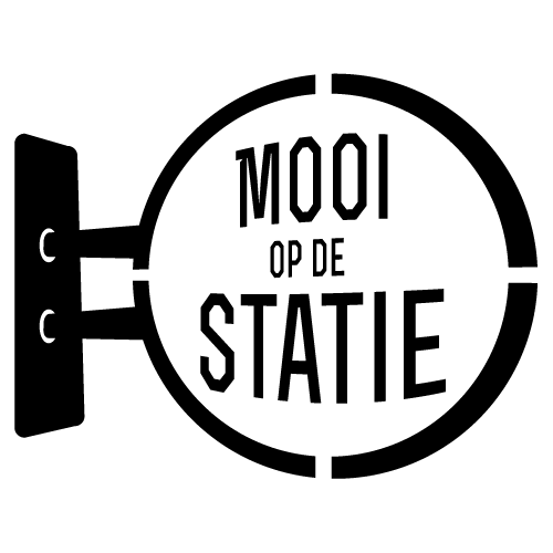 Een zwart-wit bord met de tekst mooi op de statie