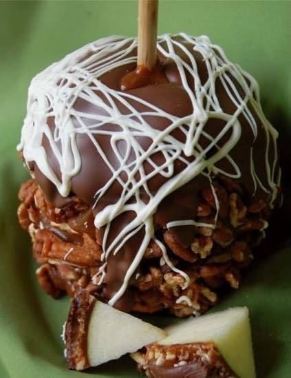 chocolate and pecan dipped apple