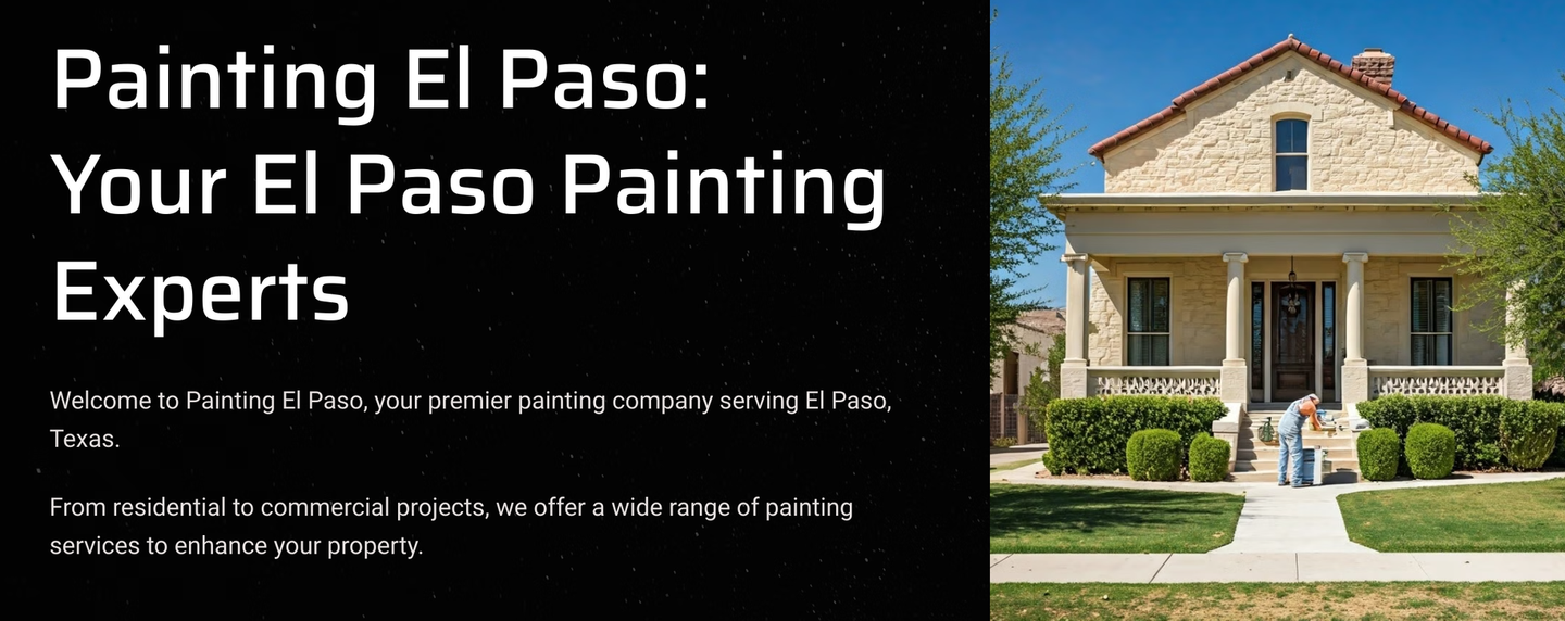 A picture of a house with the words painting el paso your el paso painting experts