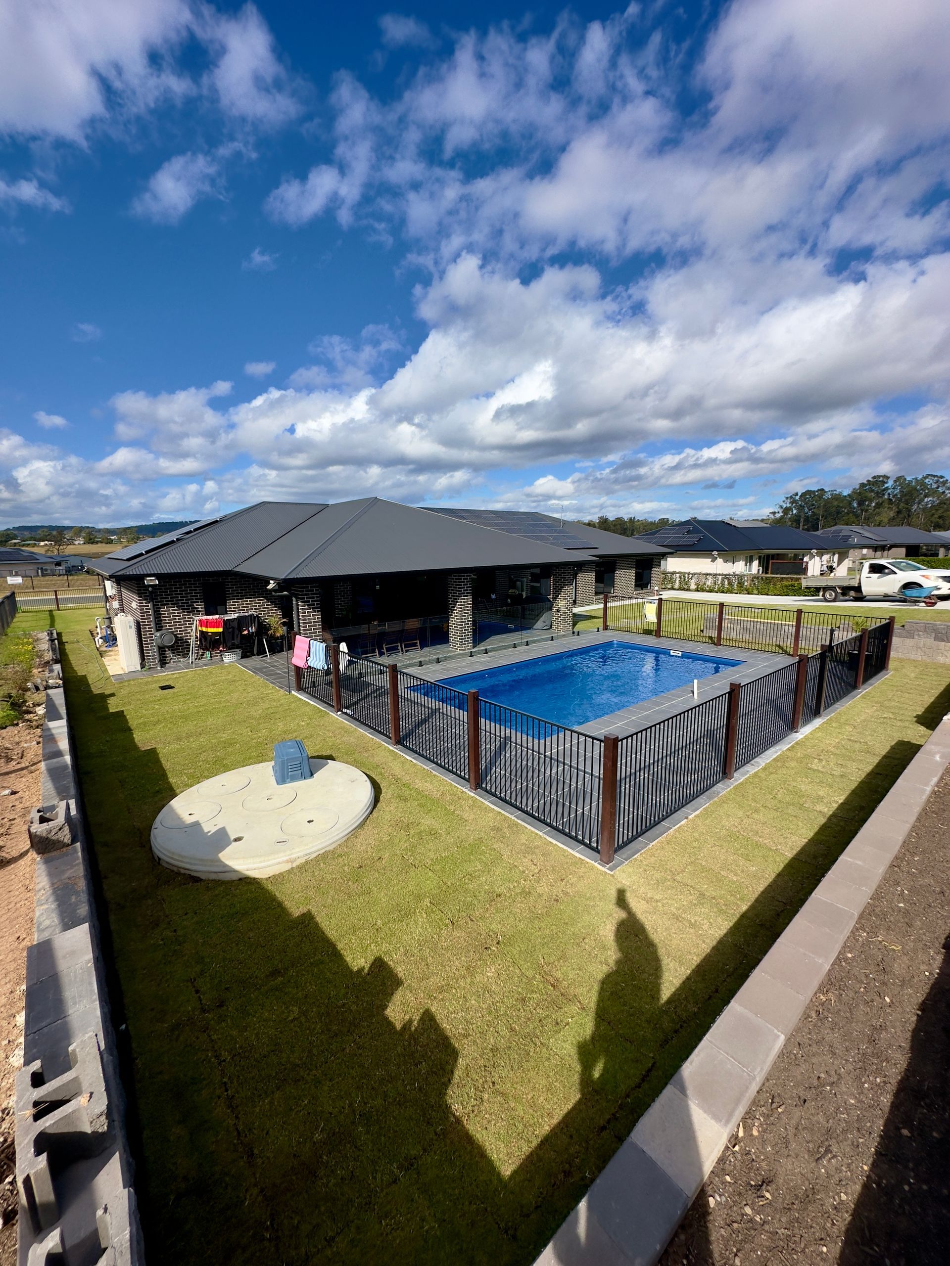 Lawn around a pool — Joe's Turf In Toowoomba, QLD