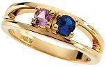 Pink Tourmaline Blue Topaz Gold Ring
