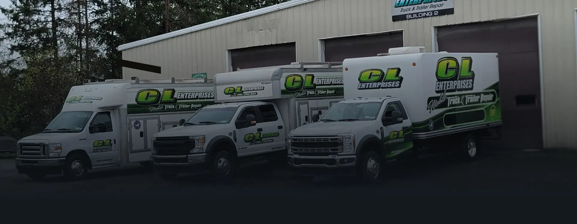 CL Enterprises trucks parked outside of our shop | CL Enterprises