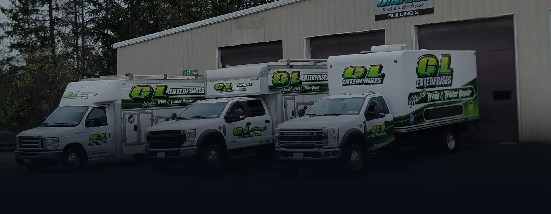 CL Enterprises trucks parked outside of our shop | CL Enterprises
