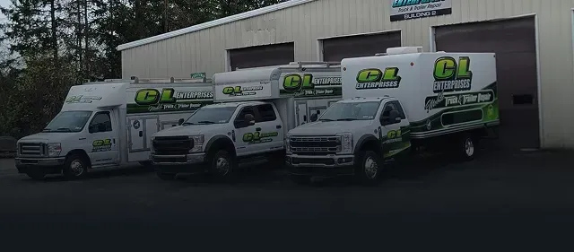 CL Enterprises trucks parked outside of our shop | CL Enterprises
