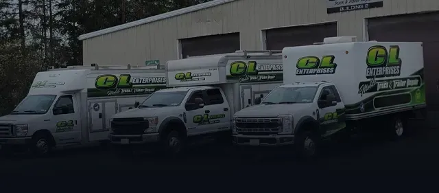 CL Enterprises trucks parked outside of our shop | CL Enterprises