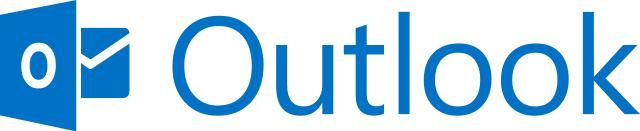 A blue outlook logo on a white background