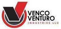The logo for venco venture industries llc is red and black.