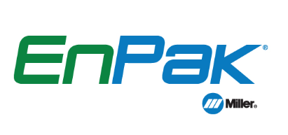 A blue and green logo for enpak miller