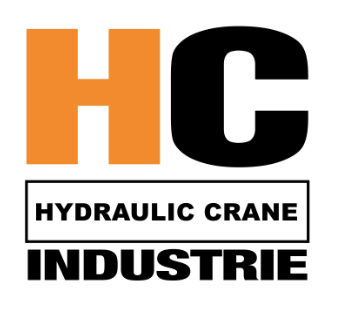 The logo for hc hydraulic crane industrie is orange and black.
