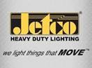 The logo for jetox heavy duty lighting says `` we light things that move ''.