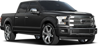 A black ford f150 truck is shown on a white background. | East Carolina Automotive