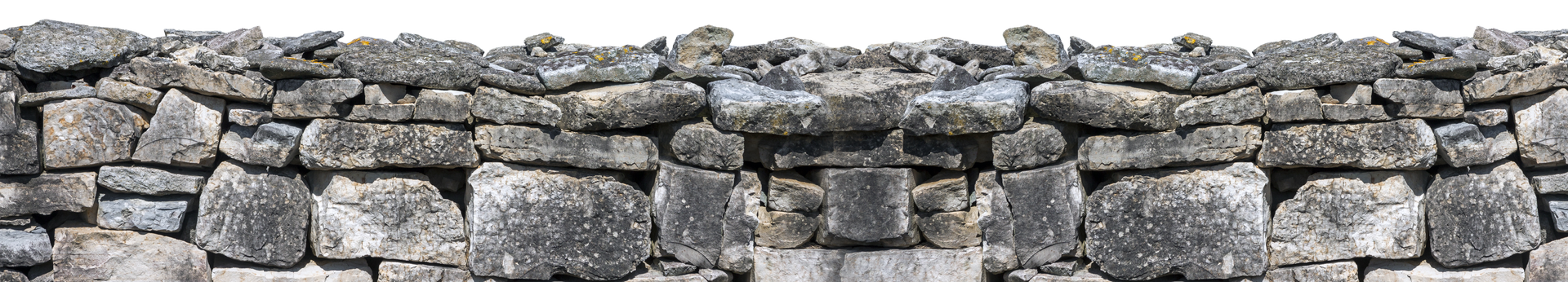 A close up of a stone wall on a white background.