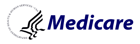 Medicare logo with the Department of Health and Human Services emblem. Dark blue text on a white background.