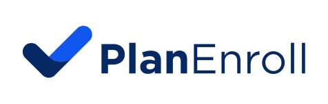 Logo with a blue check mark and the words 