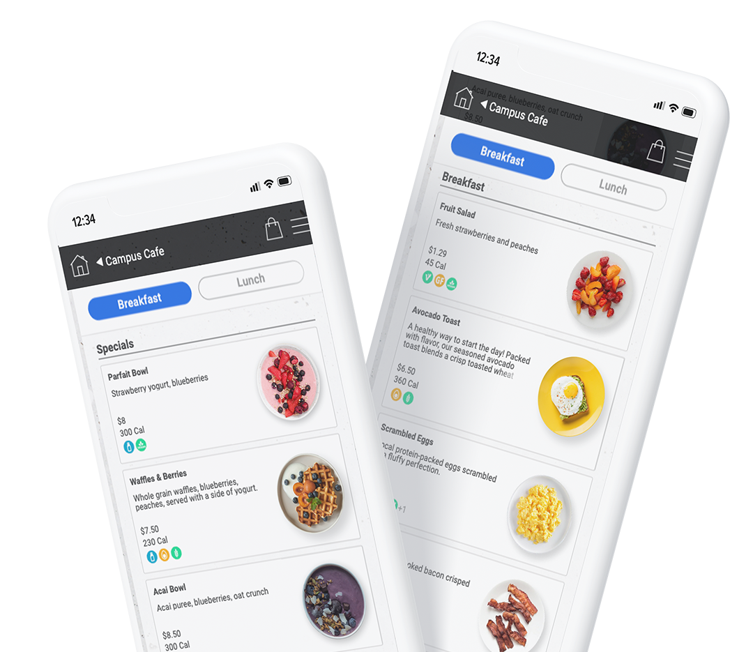 Nutrislice app preview on two mobile phones. Download now!