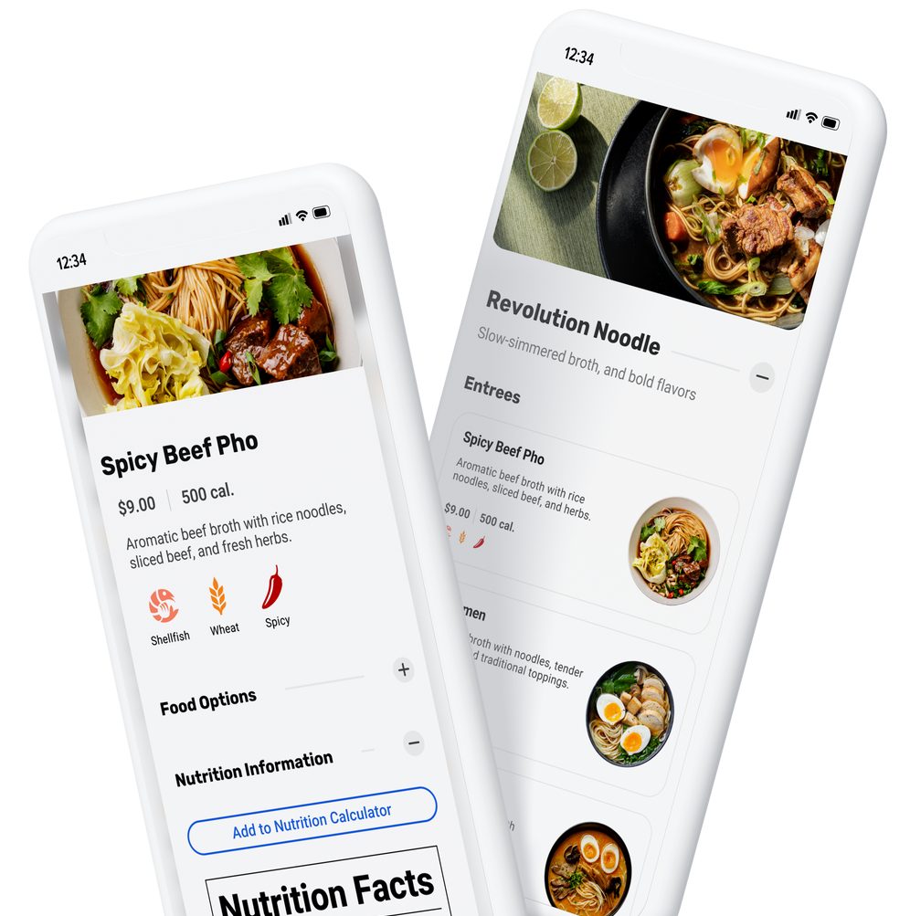 Nutrislice app preview on two mobile phones. Download now!