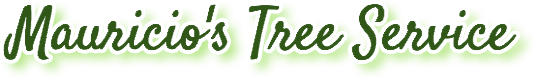 The logo for mauricio 's tree service is green and white