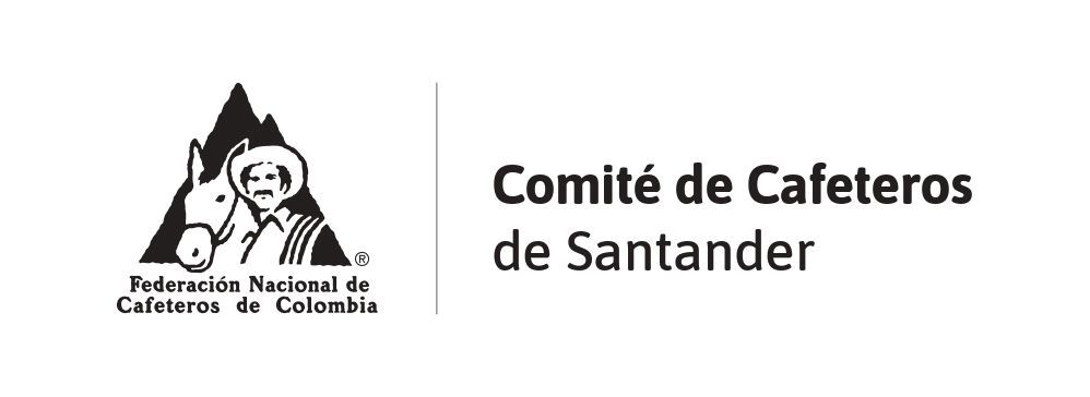 Logotipo del Comité de Cafeteros de Santander, con el icono de Juan Valdez y texto sobre fondo blanco.