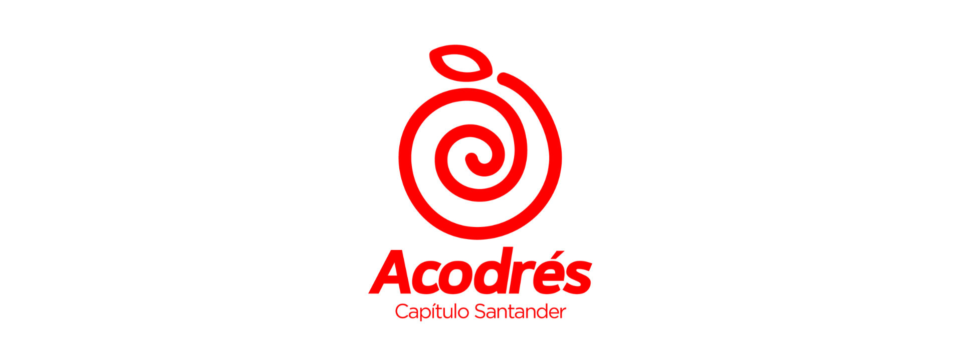 Logotipo de Acordrés Capítulo Santander con un icono de espiral roja sobre el texto, sobre un fondo blanco.