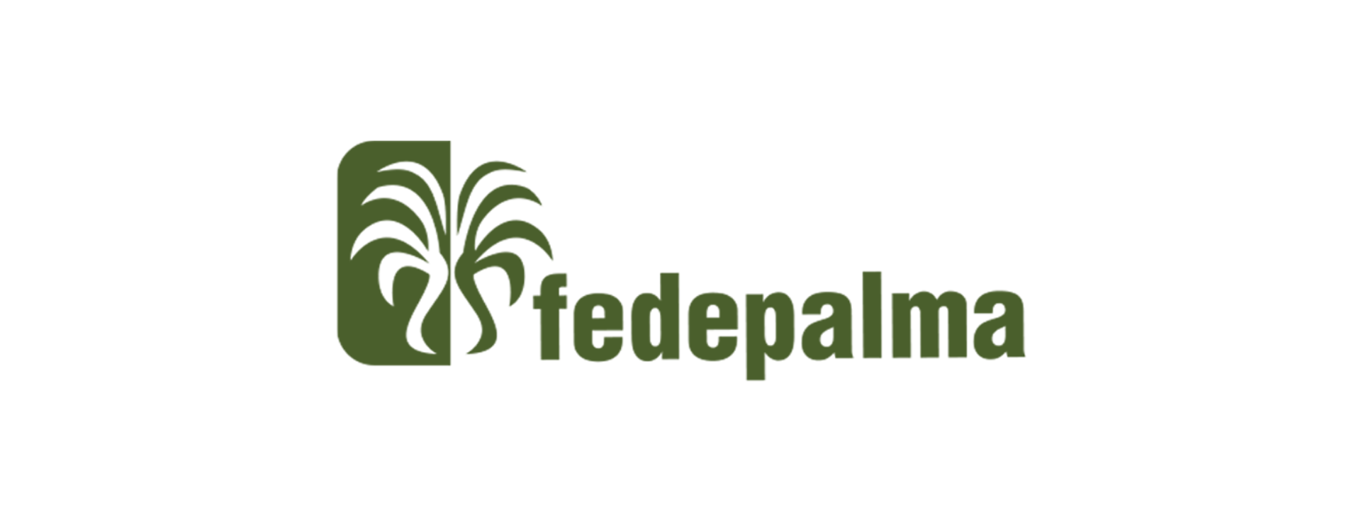El logotipo de Fedepalma, que presenta un icono estilizado de una palmera
