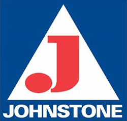 Johnstone logo: red "J" and circle on white triangle, blue background, "JOHNSTONE" below.