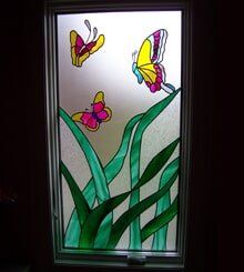 Butterflies in glass