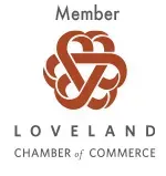 A member logo for the loveland chamber of commerce.
