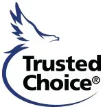 A logo for trusted choice with an eagle on it.
