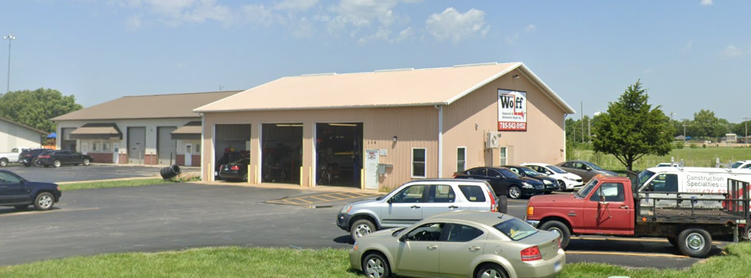 The shop at Wolff Diagnostic and Auto Repair in Eudora, KS