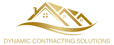 A logo for dynamic contracting solutions shows a house with a wave coming out of it.