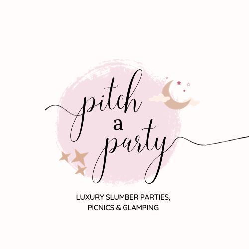 a soft pink logo for a party company