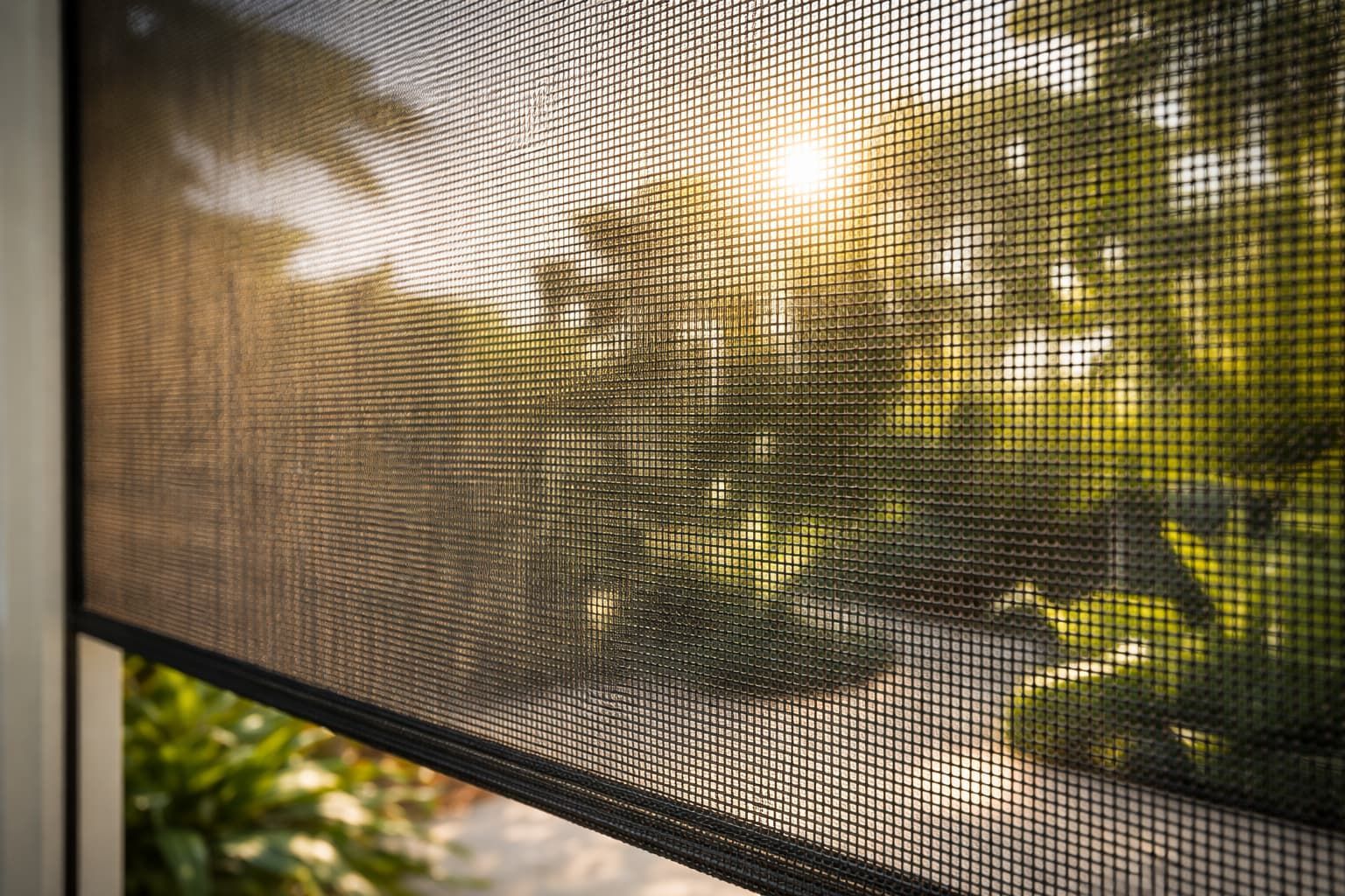 Close-up of outdoor blind material and texture