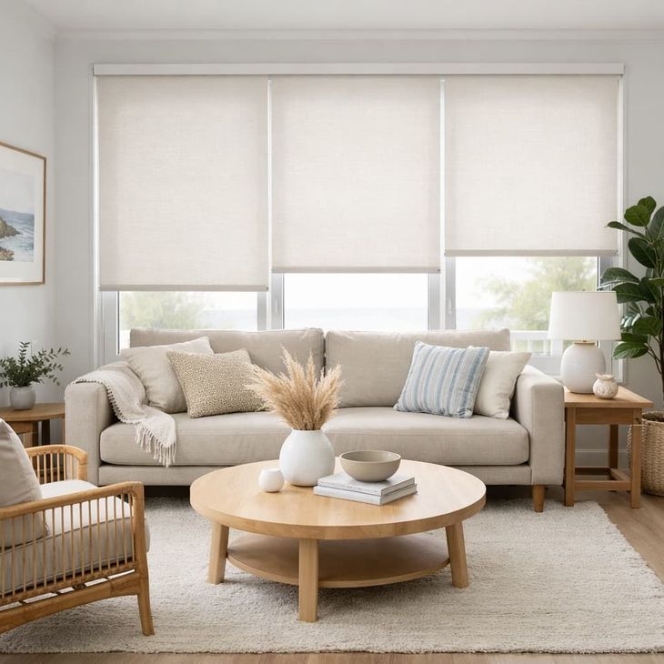 Roller blinds filtering natural light in a Shepparton home
