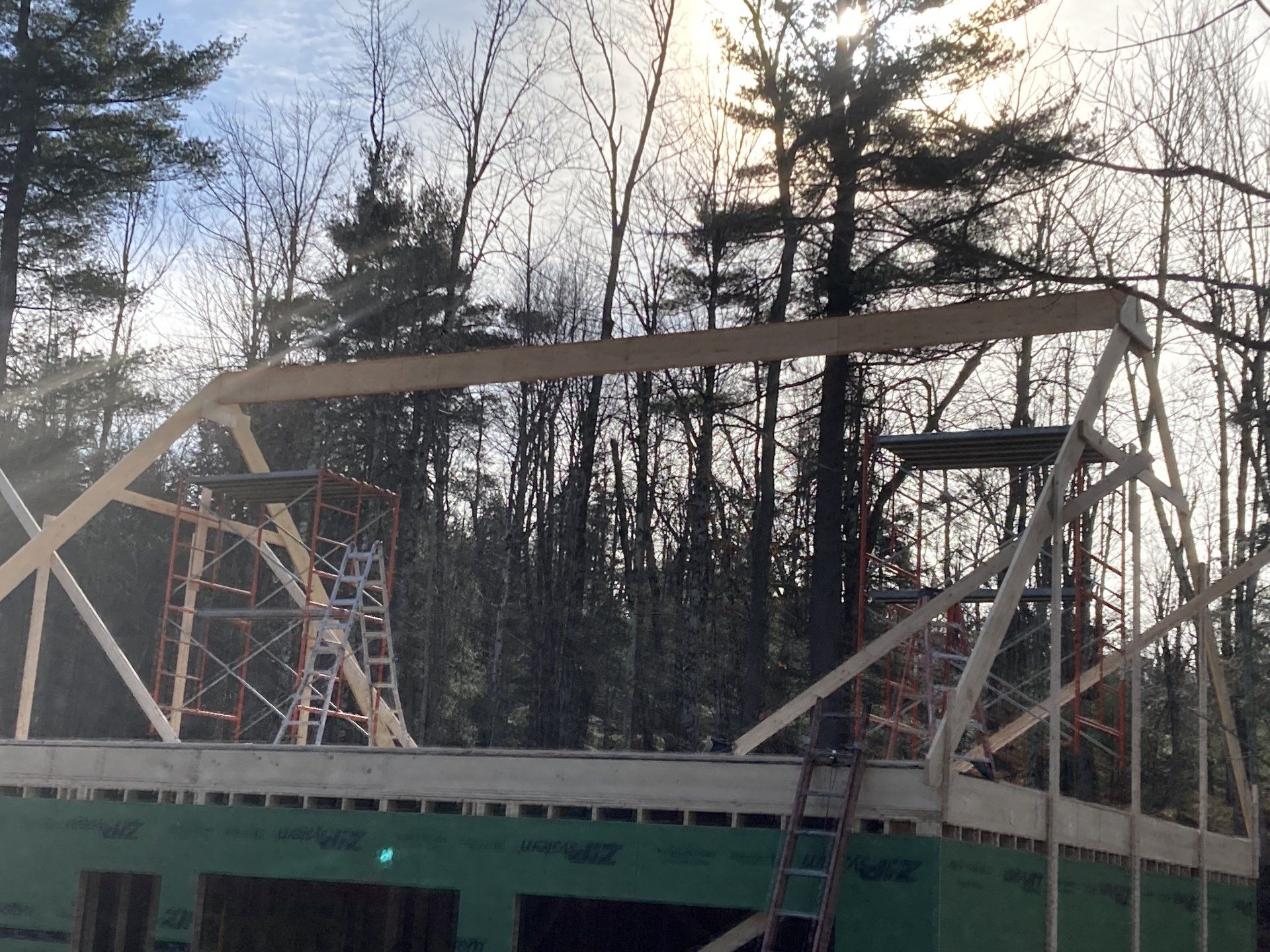 A house is being built in the middle of a forest