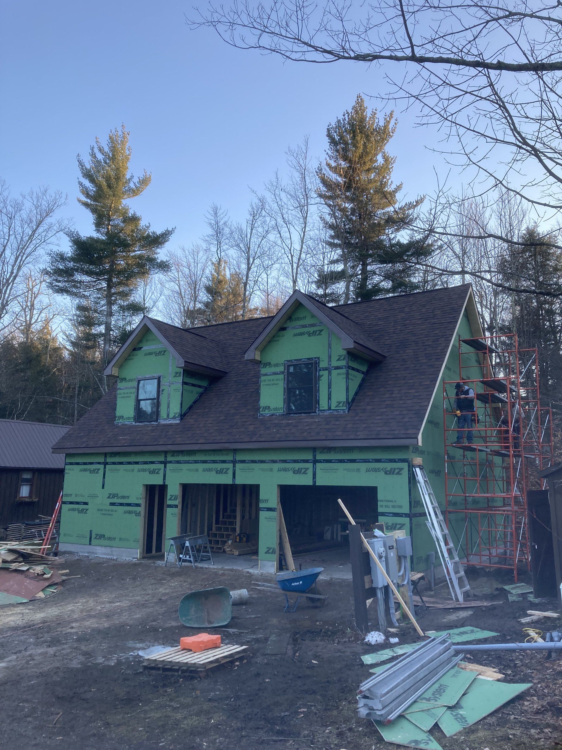 A house that is being built with green insulation