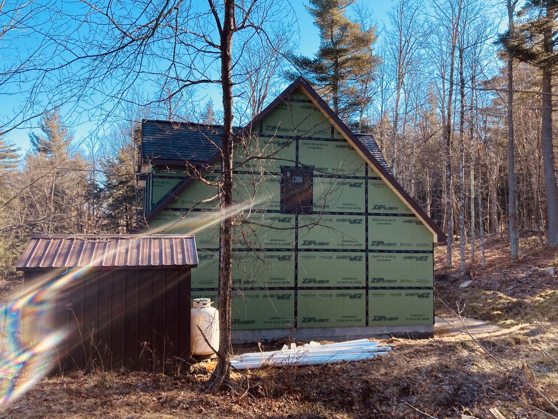 A house is being built in the middle of a forest