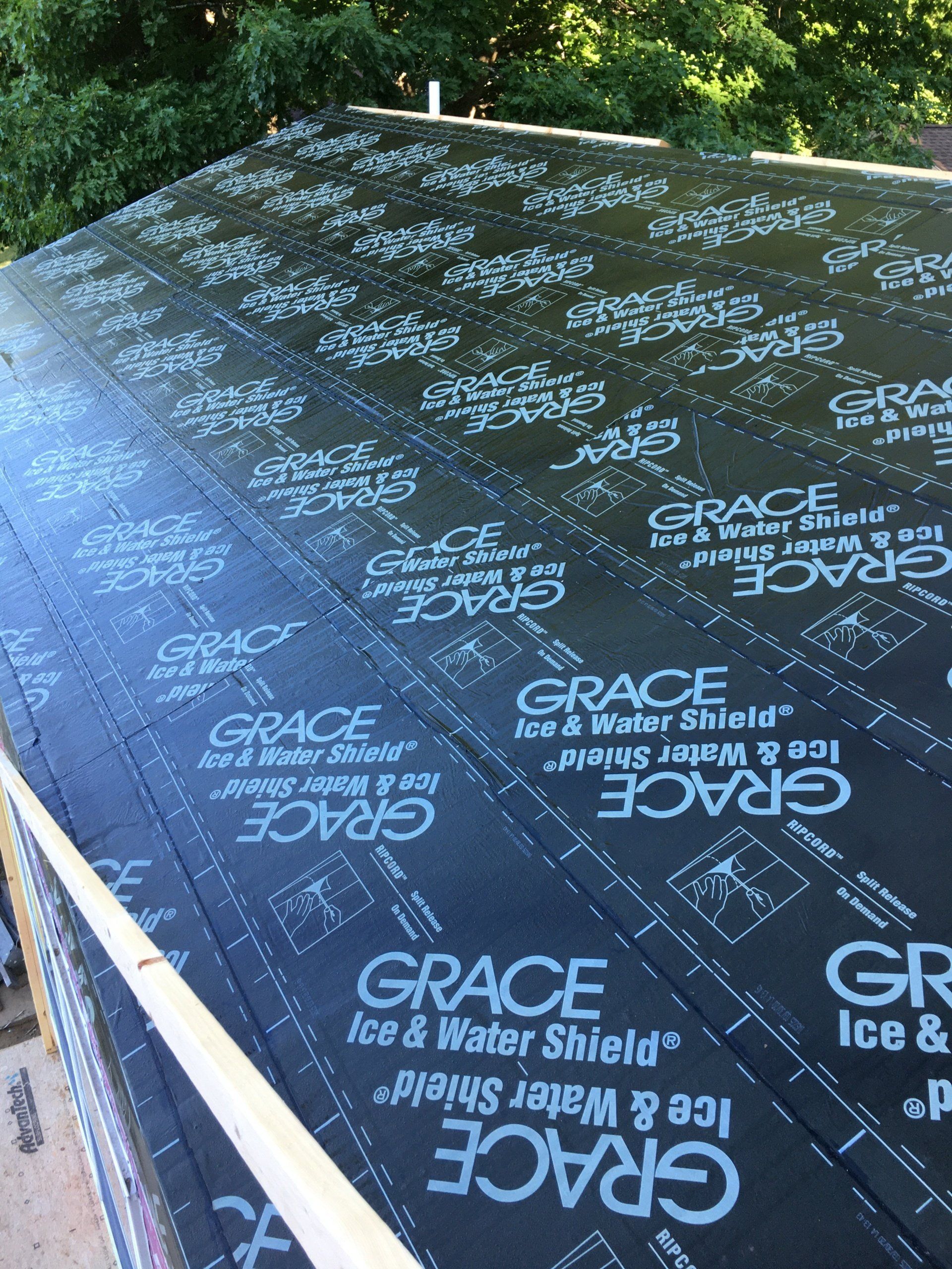 A roof with grace ice and water shield on it