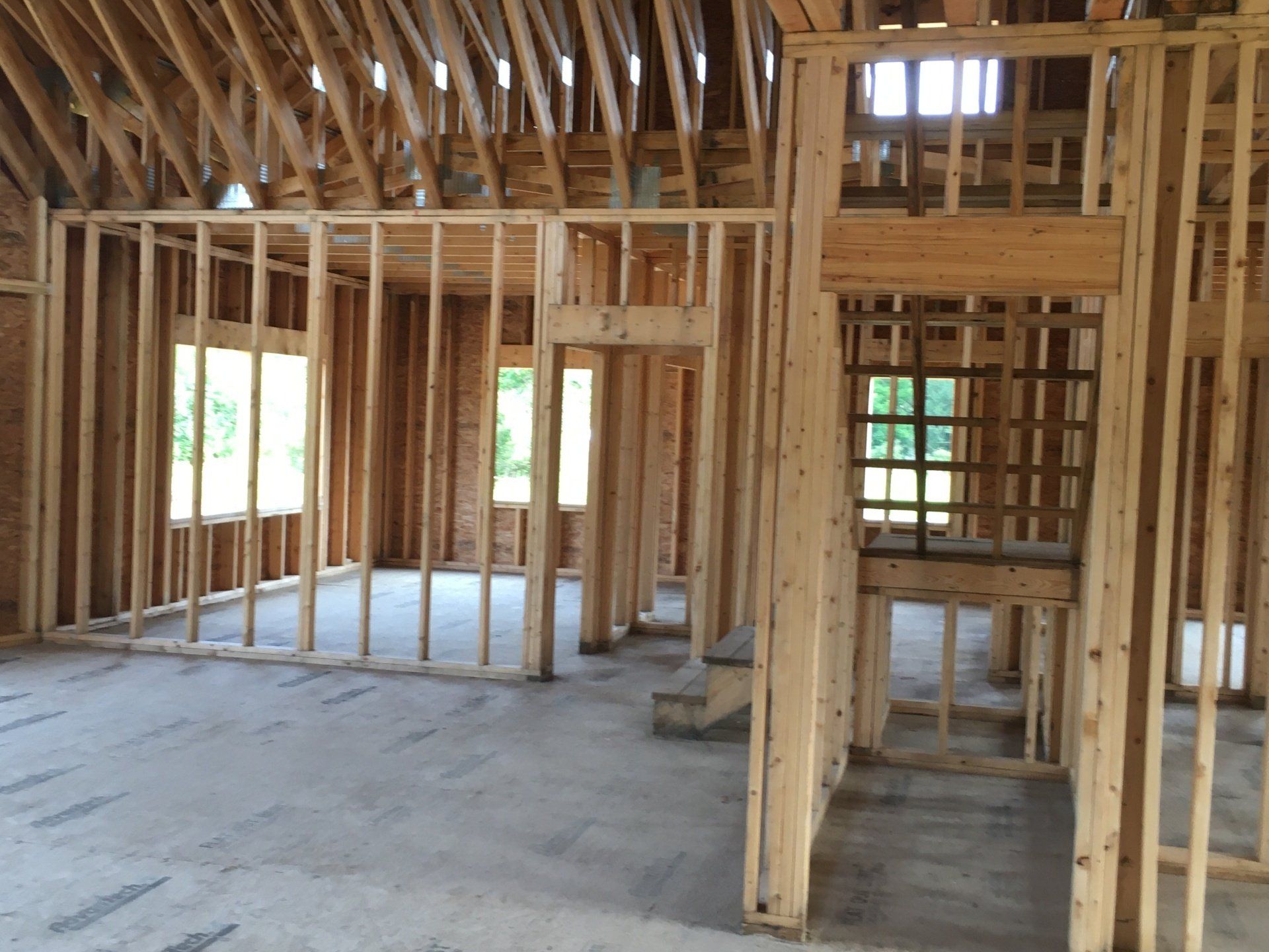 The inside of a house that is being built