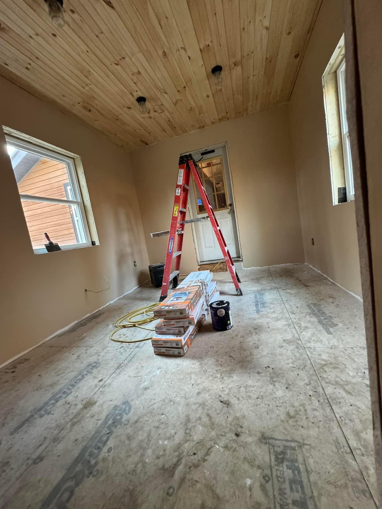 There is a ladder in the middle of the room.