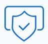A blue shield with a check mark on it.