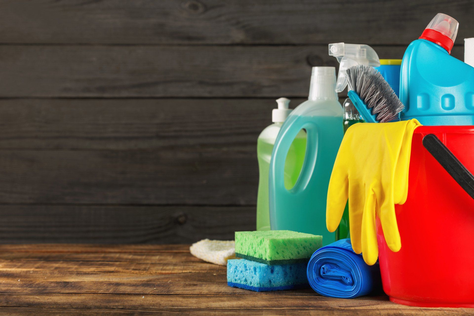 Basket With Variety Cleaning Products — Townsville, QLD — Glam Home Cleaning