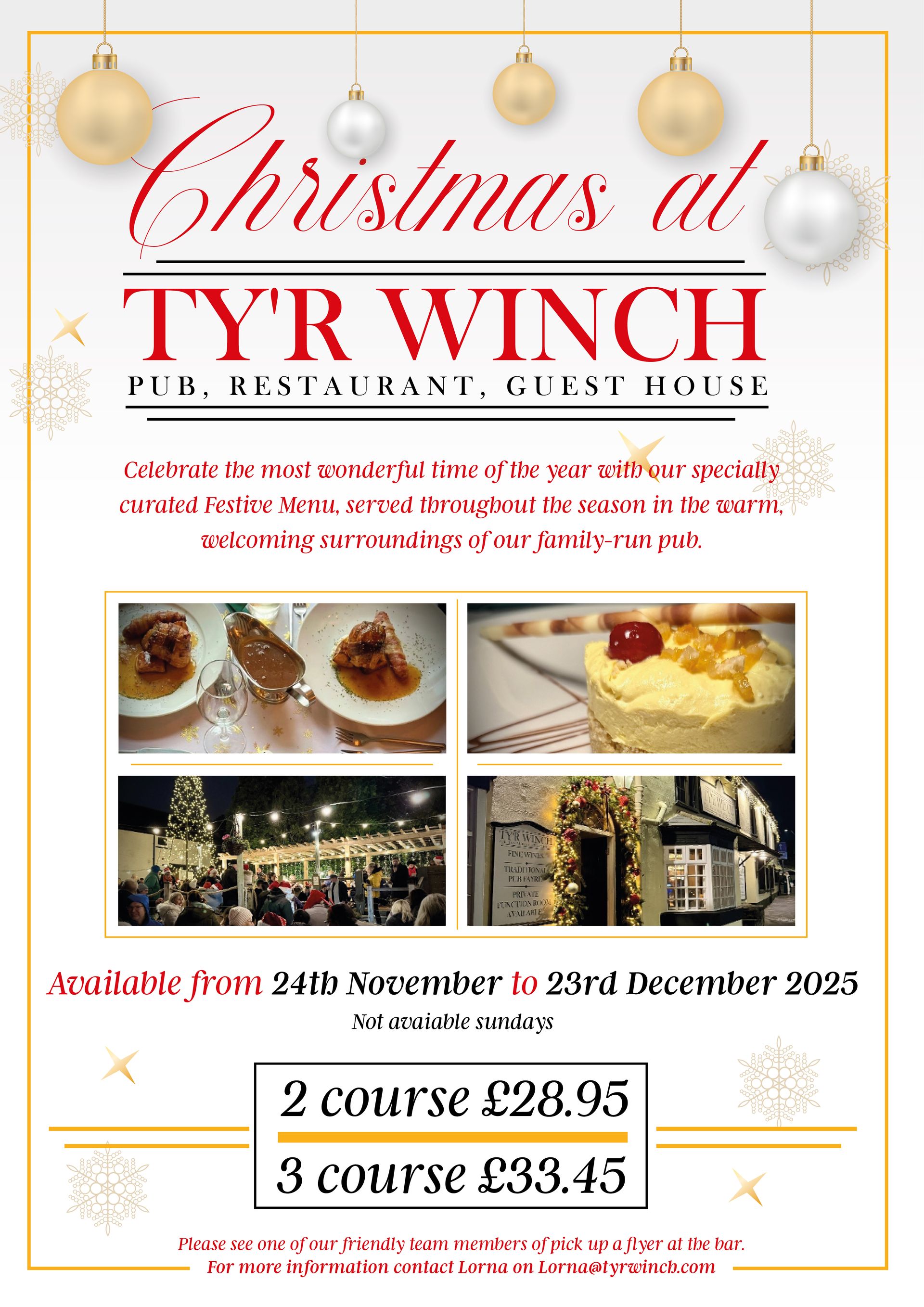 family christmas meal. office christmas meal. cosy gastropub. real log fires