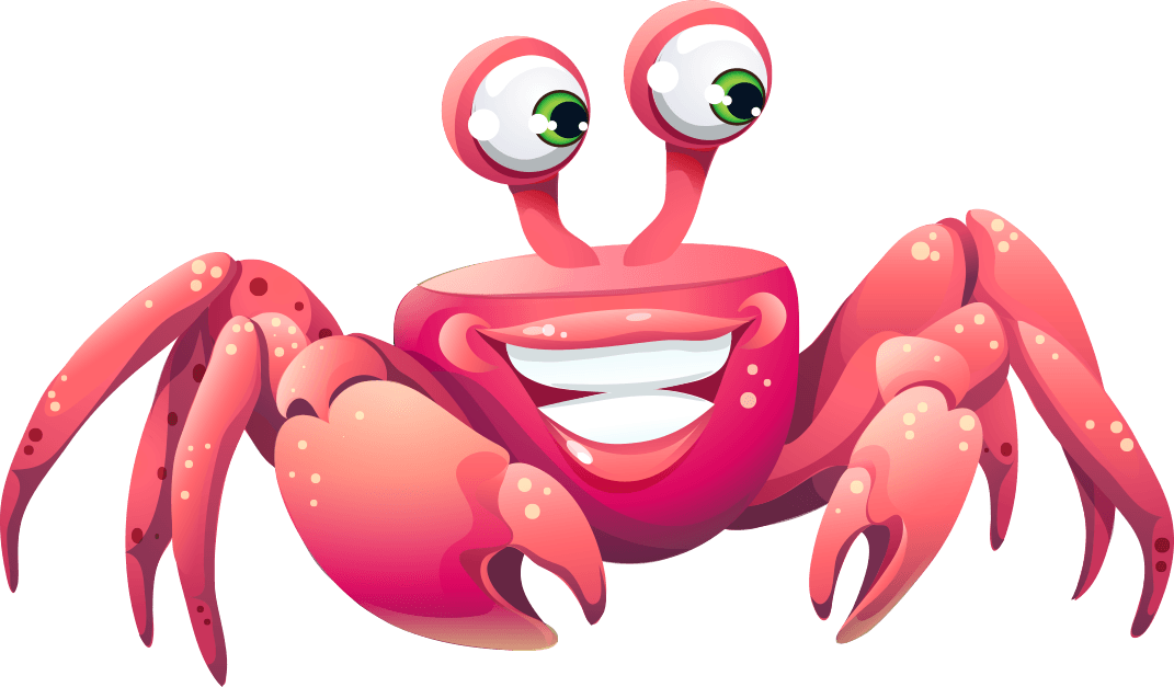 Smiling red cartoon crab