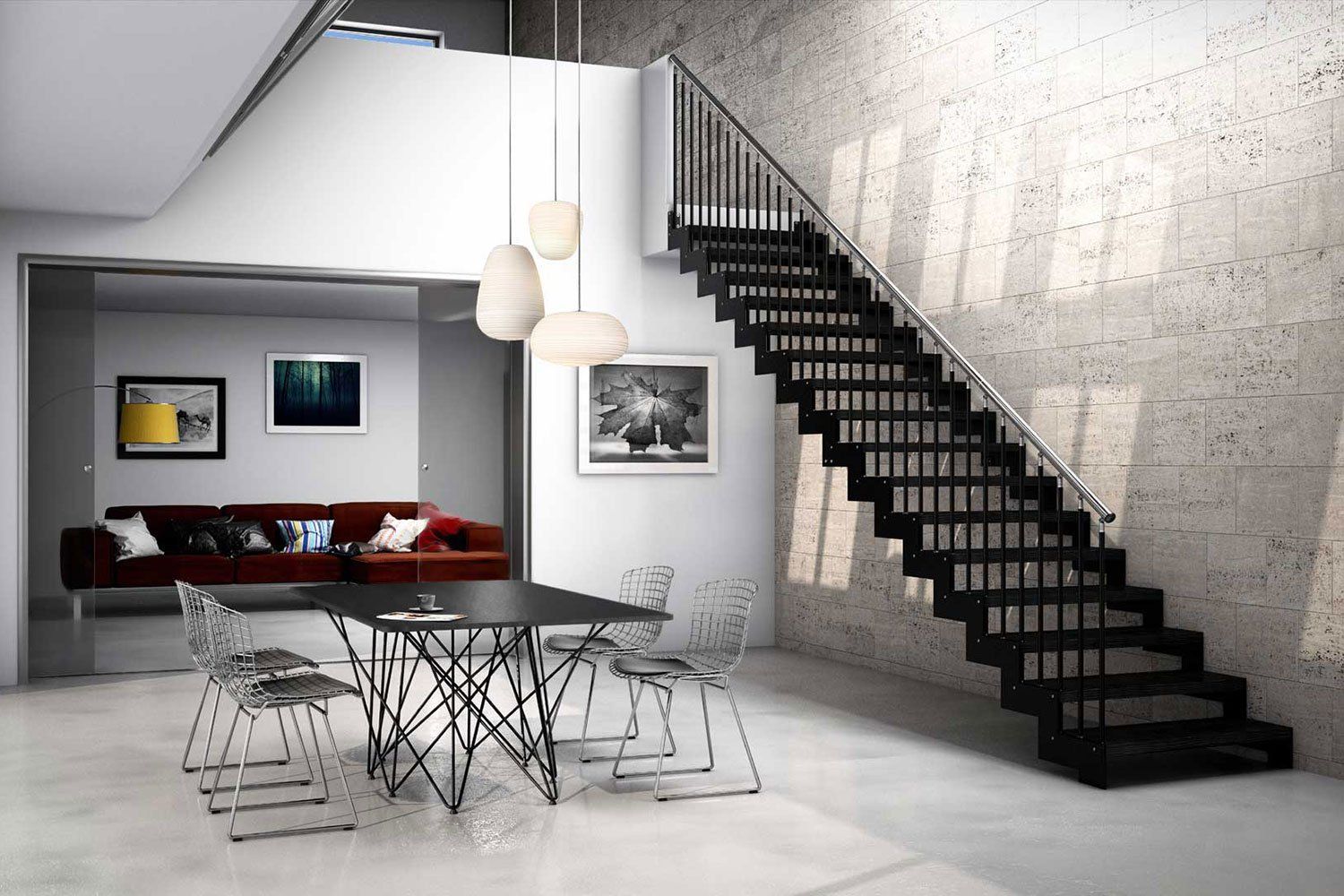 scala legno e acciaio