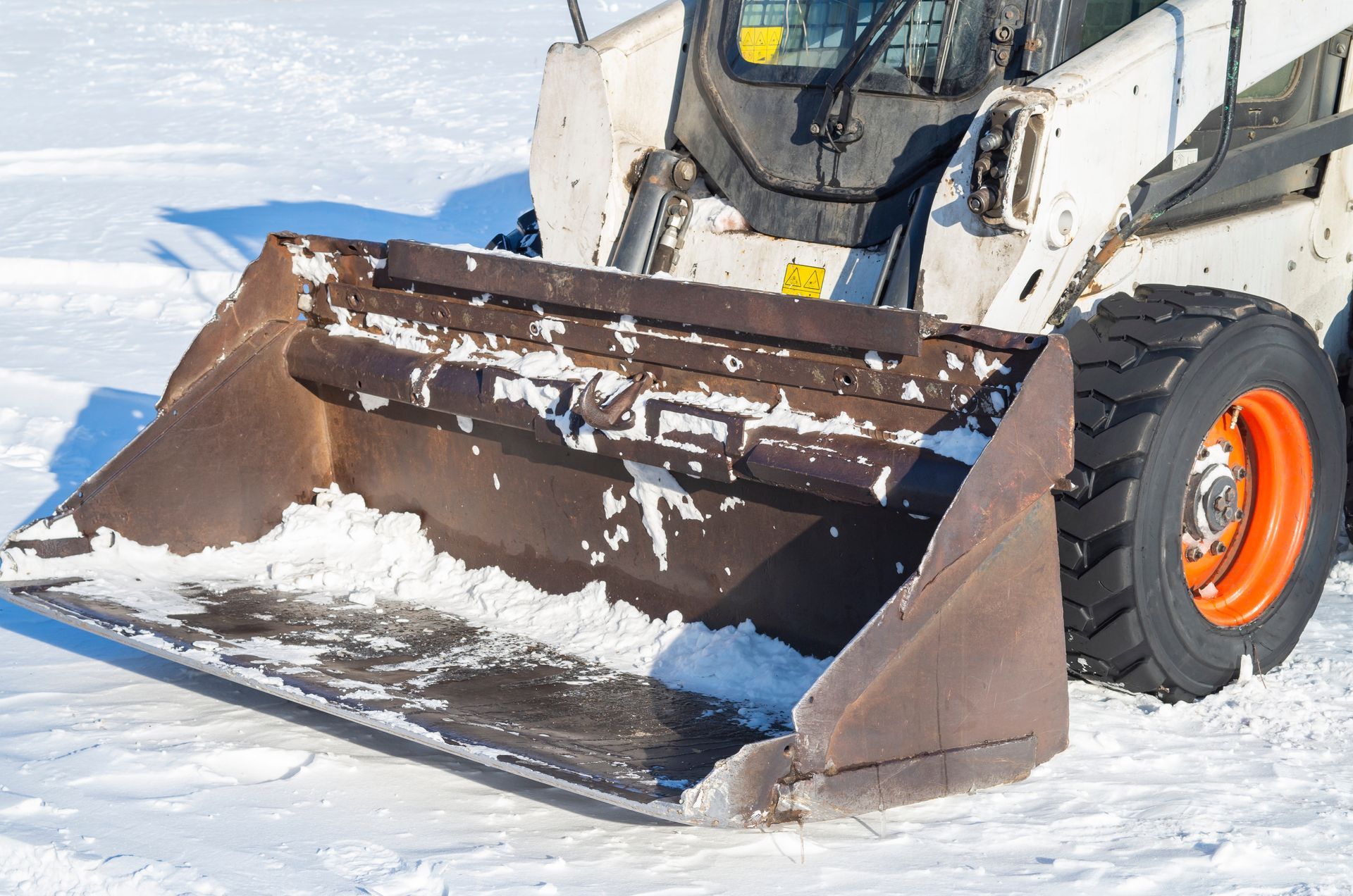 snow plowing  close up of the showvel