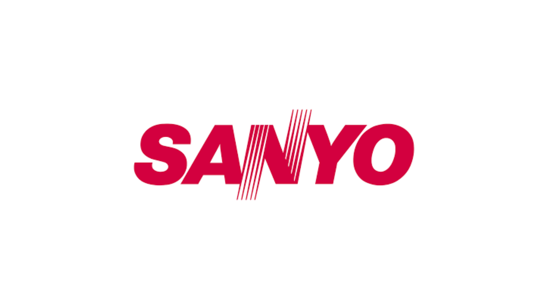The sanyo logo is red and white on a white background.