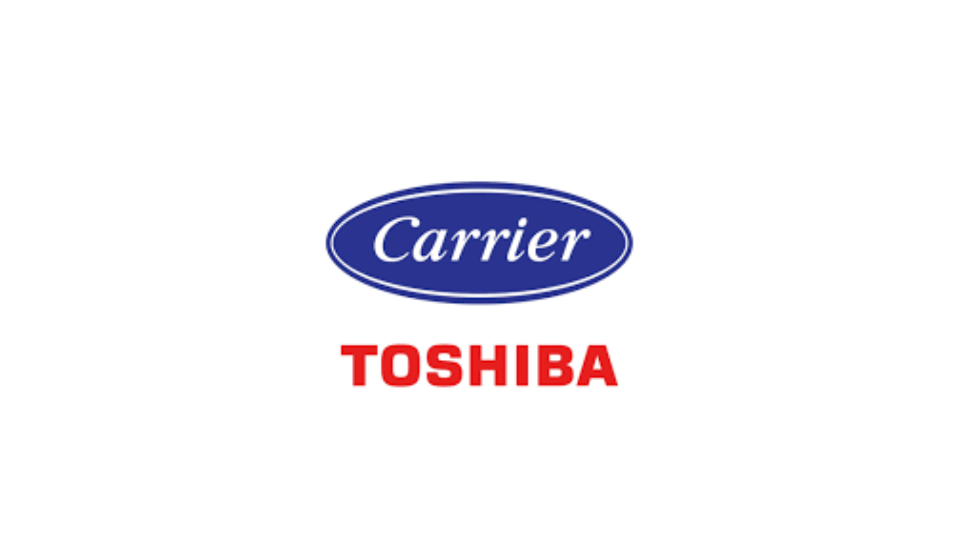 The logo for carrier and toshiba is on a white background.