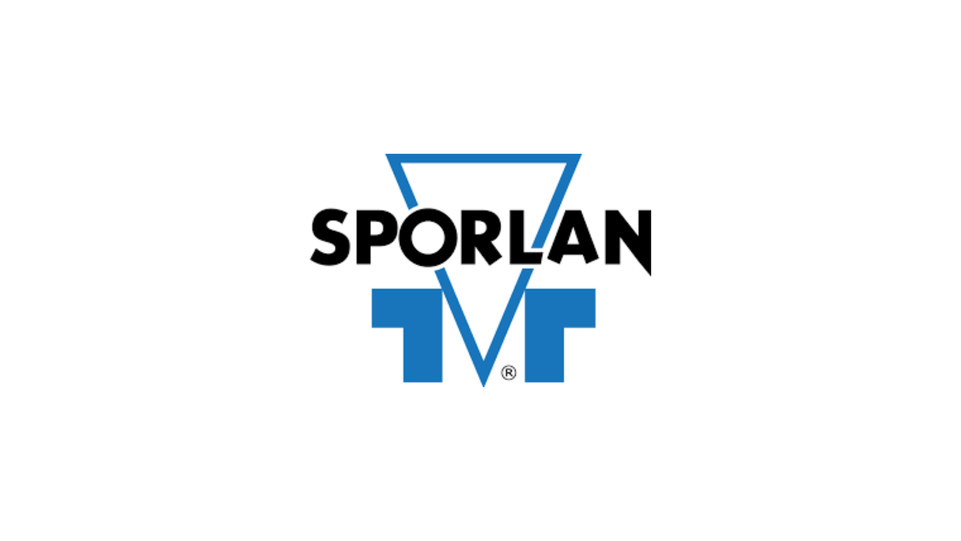 The logo for sporlan tv is blue and black on a white background.