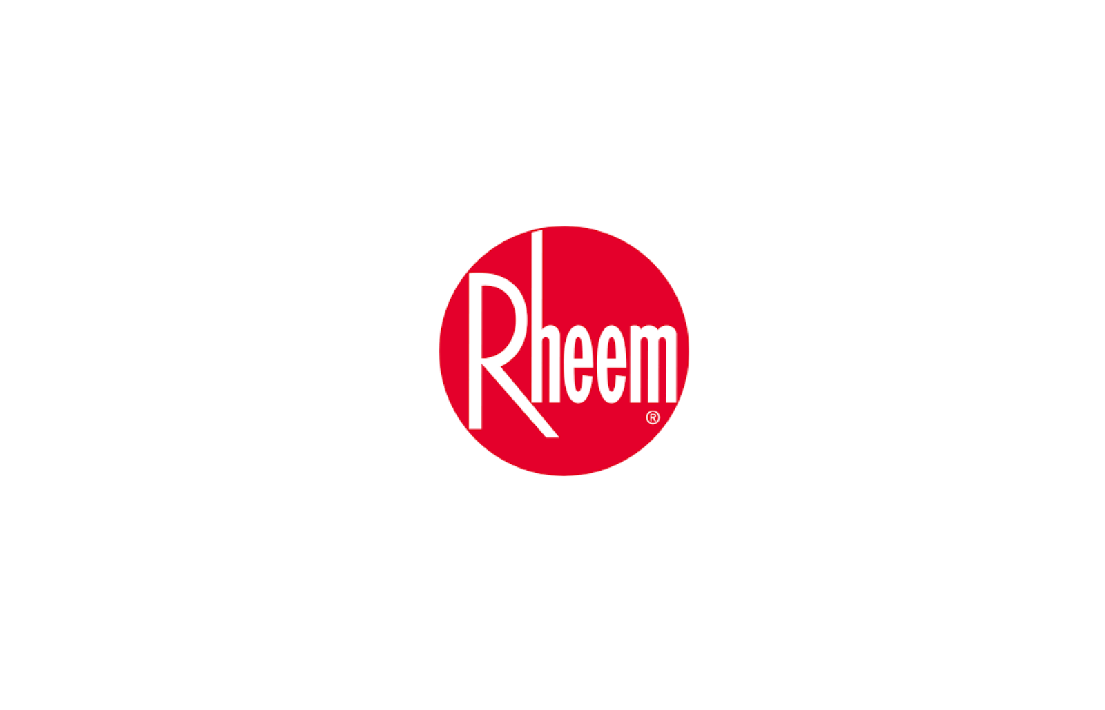 The rheem logo is in a red circle on a white background.