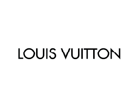 Le logo de Louis Vuitton est noir et blanc sur fond blanc.
